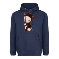 Navy Yoshitomo Nara Cute Cat Heavyweight Hoodie - artisFamous