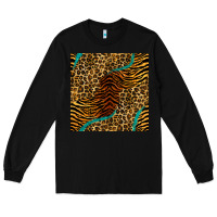 Black safari animals turquoise glitter seamless pattern Long Sleeve Tee - BundleAndBundleShop