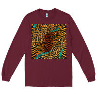 Burgundy safari animals turquoise glitter seamless pattern Long Sleeve Tee - BundleAndBundleShop