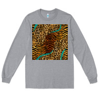 Heather Grey safari animals turquoise glitter seamless pattern Long Sleeve Tee - BundleAndBundleShop