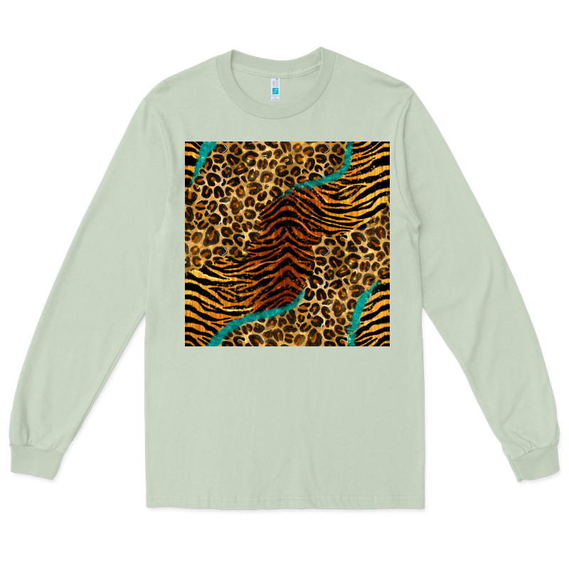 Safari Animals Turquoise Glitter Seamless Pattern Long Sleeve Tee by BundleAndBundleShop | Teevron