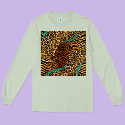 Safari Animals Turquoise Glitter Seamless Pattern Long Sleeve Tee Designed By Bundleandbundleshop
