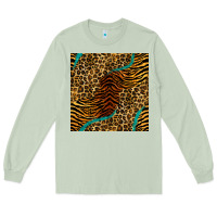 Matcha safari animals turquoise glitter seamless pattern Long Sleeve Tee - BundleAndBundleShop