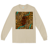 Mushroom safari animals turquoise glitter seamless pattern Long Sleeve Tee - BundleAndBundleShop