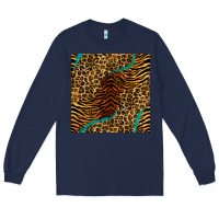 Navy safari animals turquoise glitter seamless pattern Long Sleeve Tee - BundleAndBundleShop