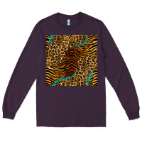 Plum safari animals turquoise glitter seamless pattern Long Sleeve Tee - BundleAndBundleShop