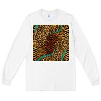 White safari animals turquoise glitter seamless pattern Long Sleeve Tee - BundleAndBundleShop