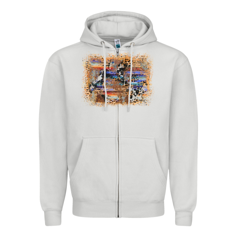 Aztec Leopard Cowhide Wood Western Background Zipper Hoodie by AdoDesignShop | Teevron