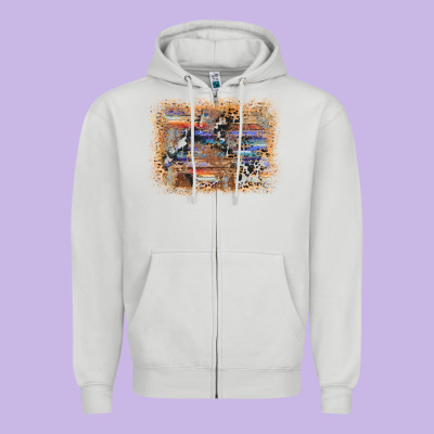 Aztec Leopard Cowhide Wood Western Background Zipper Hoodie Designed By Adodesignshop