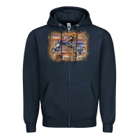 Navy aztec leopard cowhide wood western background Zipper Hoodie - AdoDesignShop