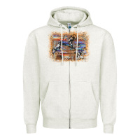 Oatmeal Heather aztec leopard cowhide wood western background Zipper Hoodie - AdoDesignShop