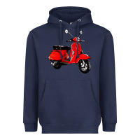 Navy classic italian vespa scooter Heavyweight Hoodie - artisFamous