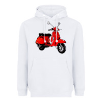 White classic italian vespa scooter Heavyweight Hoodie - artisFamous