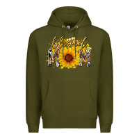 Army Green blessed mom sunflower Premium Hoodie - RacoonDesign