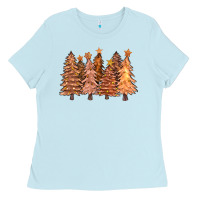 Baby Blue melanin christmas trees with lights Ladies Tee - FaDigitalArtStudio