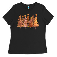 Black melanin christmas trees with lights Ladies Tee - FaDigitalArtStudio
