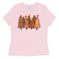 Bubblegum Pink melanin christmas trees with lights Ladies Tee - FaDigitalArtStudio