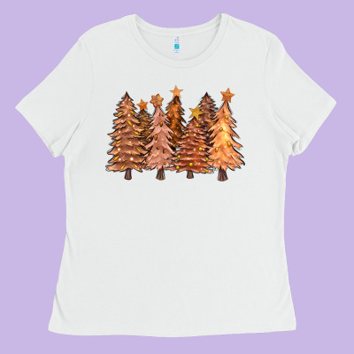 Melanin Christmas Trees With Lights Ladies Tee Designed By Fadigitalartstudio