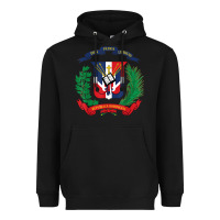 Black dominican republic flag national emblem republica dominicana t shirt Heavyweight Hoodie - artisFamous