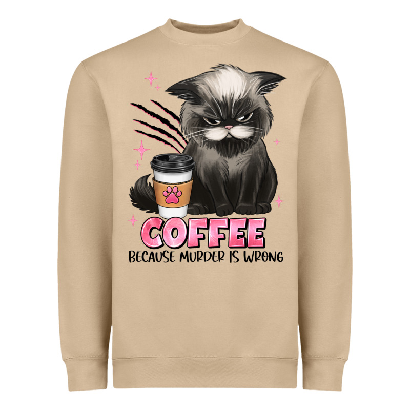Coffee Because Murder Is Wrong Grumpy Cat Heavyweight Sweatshirt by JahusDesignShop | Teevron