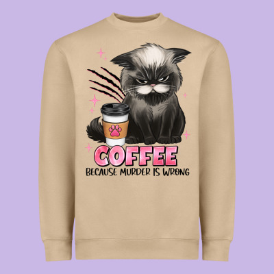 Coffee Because Murder Is Wrong Grumpy Cat Heavyweight Sweatshirt Designed By Jahusdesignshop