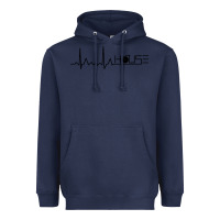 Navy house music heartbeat Heavyweight Hoodie - artisFamous