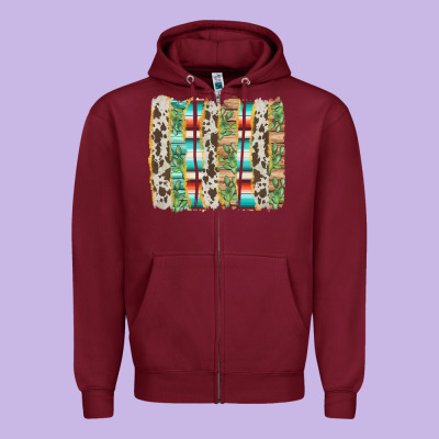 Western Brushstroke Zipper Hoodie Designed By Adodesignshop