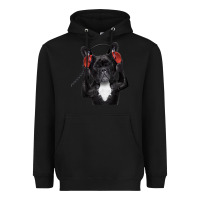 Black french bulldog dj style Heavyweight Hoodie - artisFamous