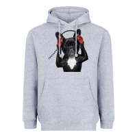 Heather Grey french bulldog dj style Heavyweight Hoodie - artisFamous