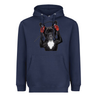 Navy french bulldog dj style Heavyweight Hoodie - artisFamous