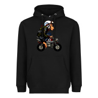 Black monkey bike cartoon Heavyweight Hoodie - artisFamous