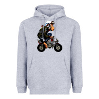 Heather Grey monkey bike cartoon Heavyweight Hoodie - artisFamous