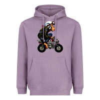 Lavender monkey bike cartoon Heavyweight Hoodie - artisFamous