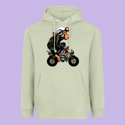 Monkey Bike Cartoon Heavyweight Hoodie Designed By Artisfamous