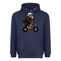 Navy monkey bike cartoon Heavyweight Hoodie - artisFamous