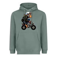 Sage monkey bike cartoon Heavyweight Hoodie - artisFamous
