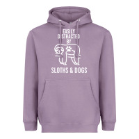 Lavender easily distracted by sloths and dogs funny sloth quote paw print Heavyweight Hoodie - artisFamous