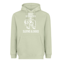 Matcha easily distracted by sloths and dogs funny sloth quote paw print Heavyweight Hoodie - artisFamous