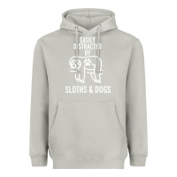 Moon Dust easily distracted by sloths and dogs funny sloth quote paw print Heavyweight Hoodie - artisFamous