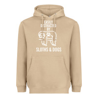 Mushroom easily distracted by sloths and dogs funny sloth quote paw print Heavyweight Hoodie - artisFamous