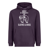 Plum easily distracted by sloths and dogs funny sloth quote paw print Heavyweight Hoodie - artisFamous