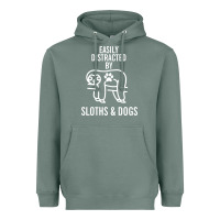 Sage easily distracted by sloths and dogs funny sloth quote paw print Heavyweight Hoodie - artisFamous