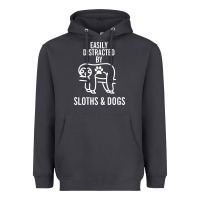 Smoke easily distracted by sloths and dogs funny sloth quote paw print Heavyweight Hoodie - artisFamous
