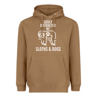 Toasted Coconut easily distracted by sloths and dogs funny sloth quote paw print Heavyweight Hoodie - artisFamous