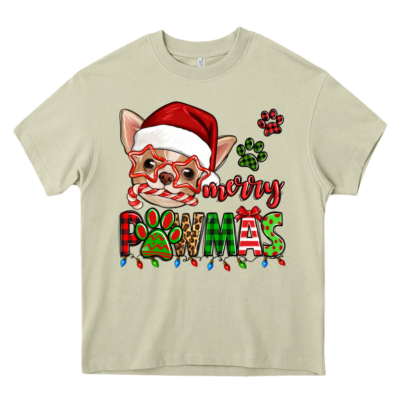 Merry Pawmas Christmas Chihuahua Heavy Core Tee by Jasminsmagicworld | Teevron