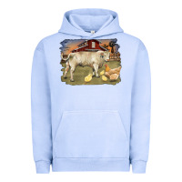 Pigment Grape Ice charolaris bull and chicken in barnyard Urban Hoodie - RanaPortraitStore