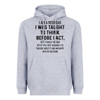 Heather Grey i am a redhead i was taught to think Heavyweight Hoodie - artisFamous
