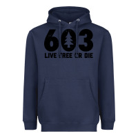 Navy live free or die 603 tree Heavyweight Hoodie - artisFamous