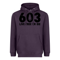 Plum live free or die 603 tree Heavyweight Hoodie - artisFamous