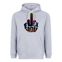 Heather Grey fuck you middle finger Heavyweight Hoodie - artisFamous
